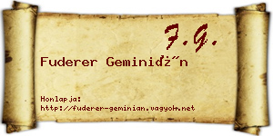Fuderer Geminián névjegykártya